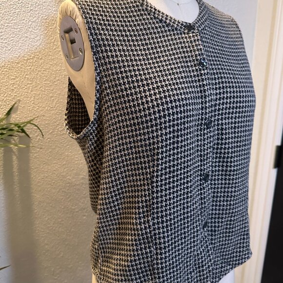 Columbia Rare 100% Cotton Tweed Black and White Vest Classic Knitted - Picture 2 of 9